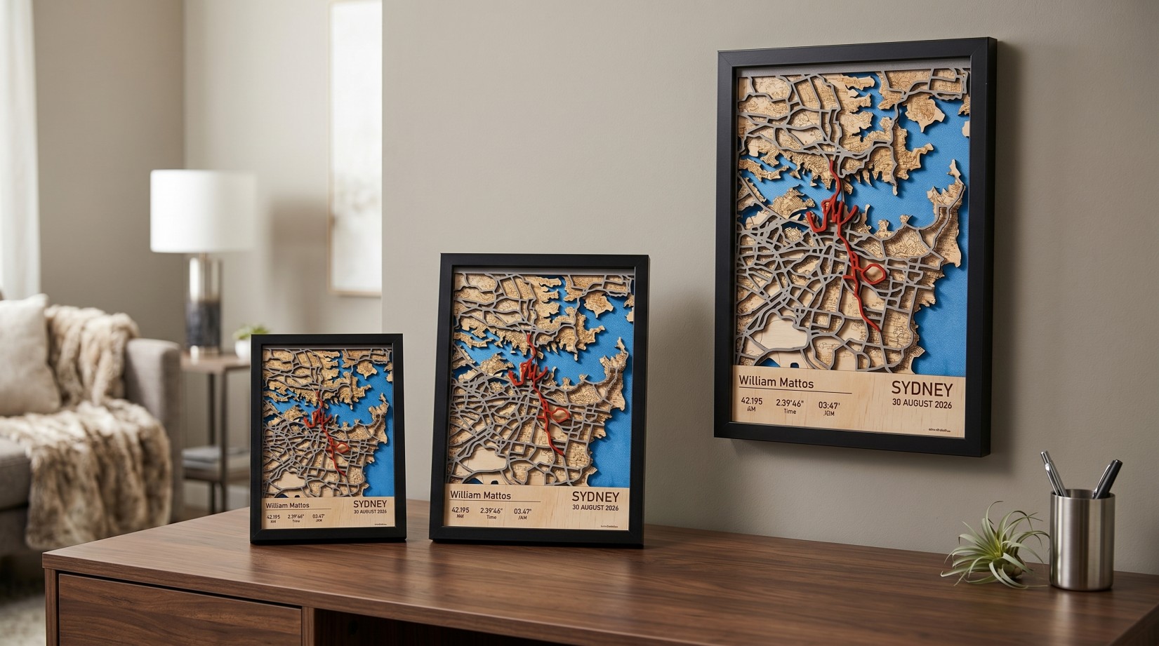Custom Race Route Map – Personalized Wooden Artwork - Image 2