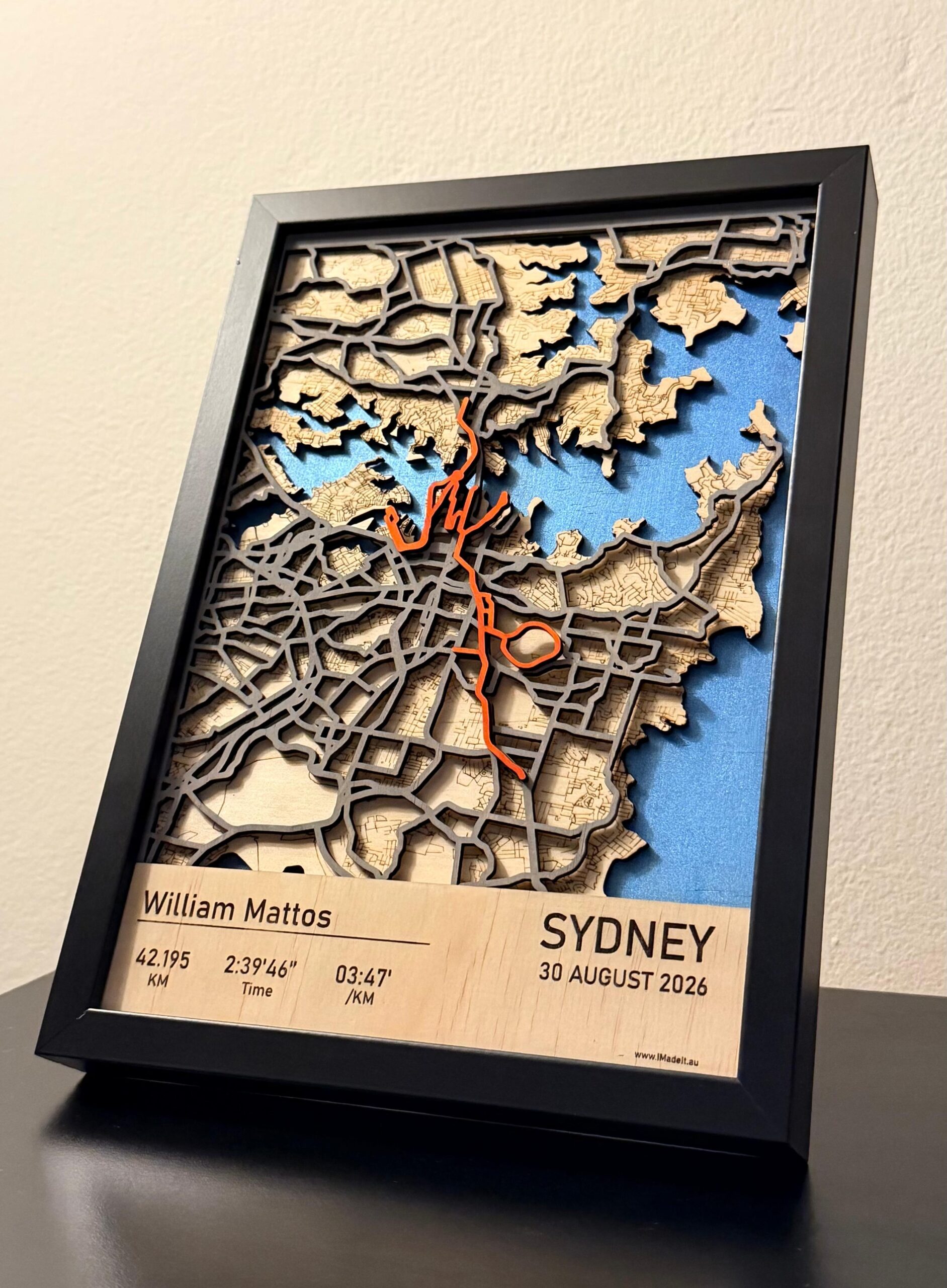 Custom Race Route Map – Personalized Wooden Artwork